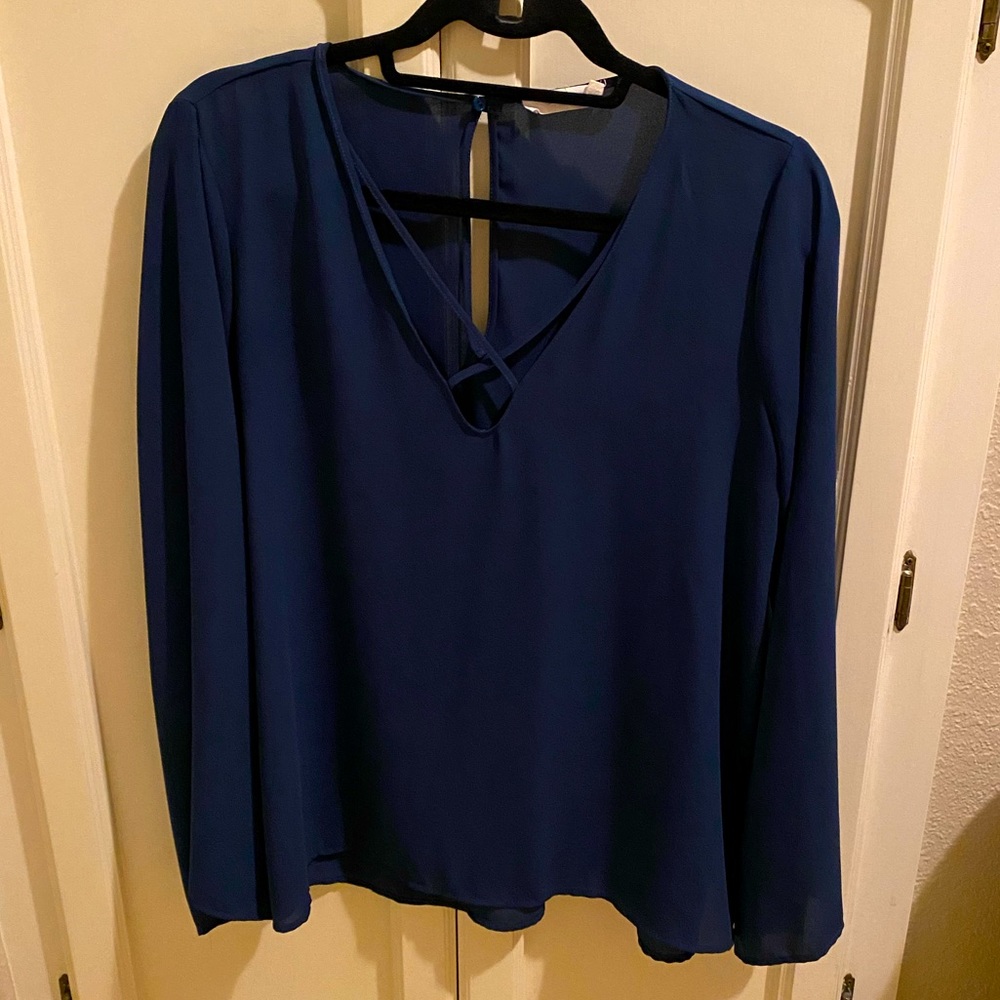 Blue Lush/All in Favor Cross Front Blouse